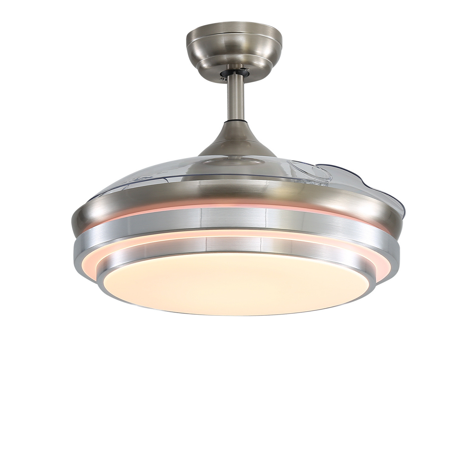 Retractable 3-blade Led Ceiling Fan Light - Nickel