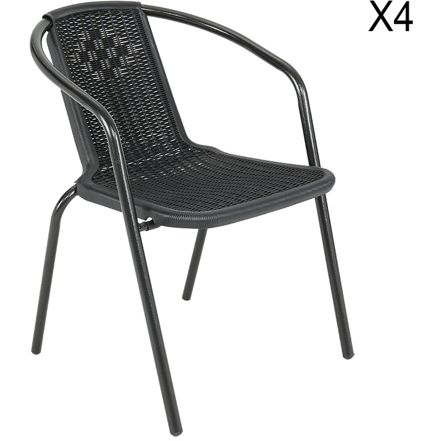 Toughened Glass Table And Chair With Umbrella Hole Bistro Set - Black 4 Chairs And 1 Table