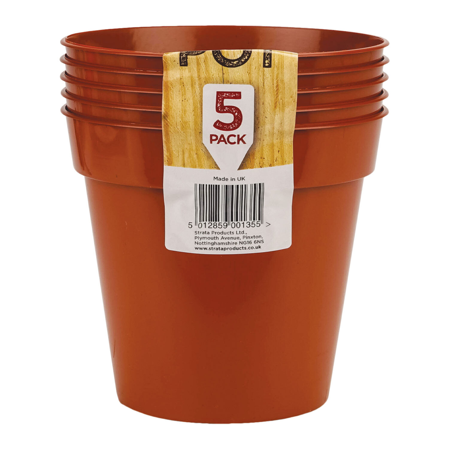 Terracotta Plastic Grow Pots - 13cm - 5 Pack - Image 2