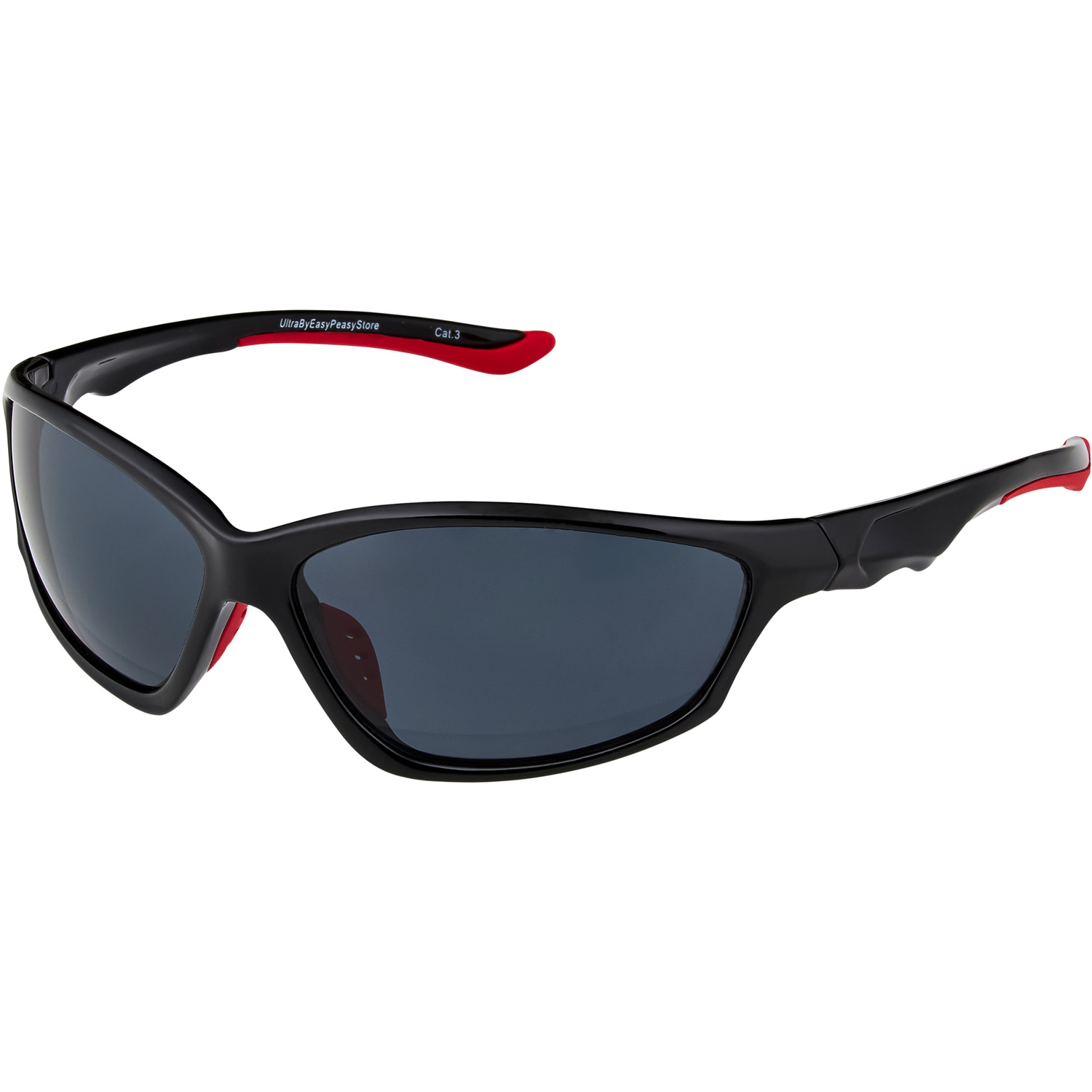 Childrens Wraparound Sports Style Sunglasses UV400 - Black with Red Stripe