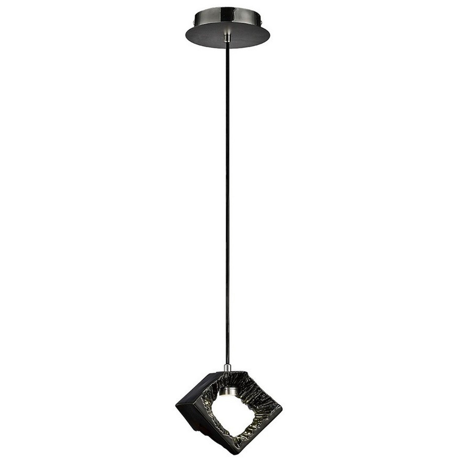 Salvio Ceramic Square Sculpture Ceiling Pendant 1 x 3W LED Chrome, Black - Black