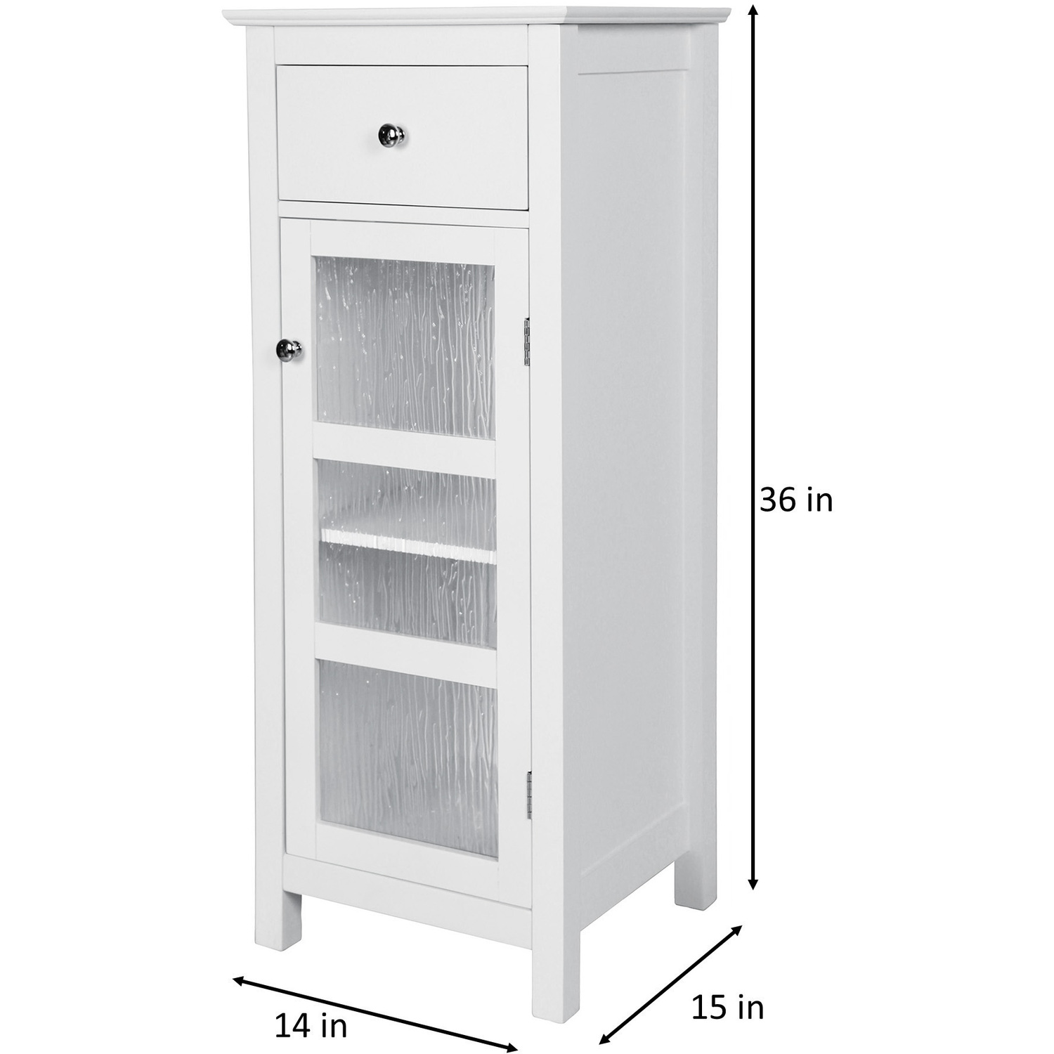 Teamson Home Bathroom Floor Cabinet Door Drawer White Connor Elg-579 - White