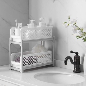 2-Layer Bathroom Sliding Basket Kitchen Tissue Cutlery Storage Holder