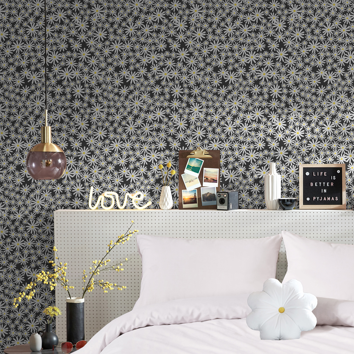 Skinnydip Daisy Floral Wallpaper Black - 180510 - Image 3