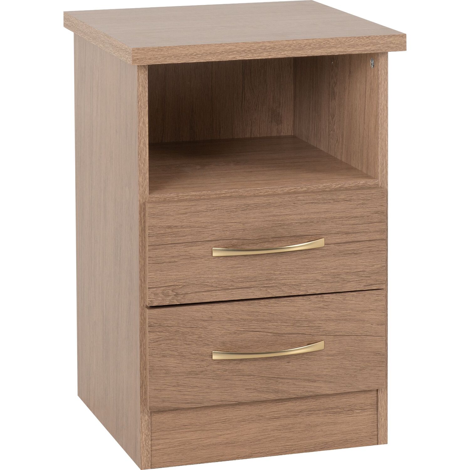 Nevada 2 Drawer Bedside - Rustic Oak