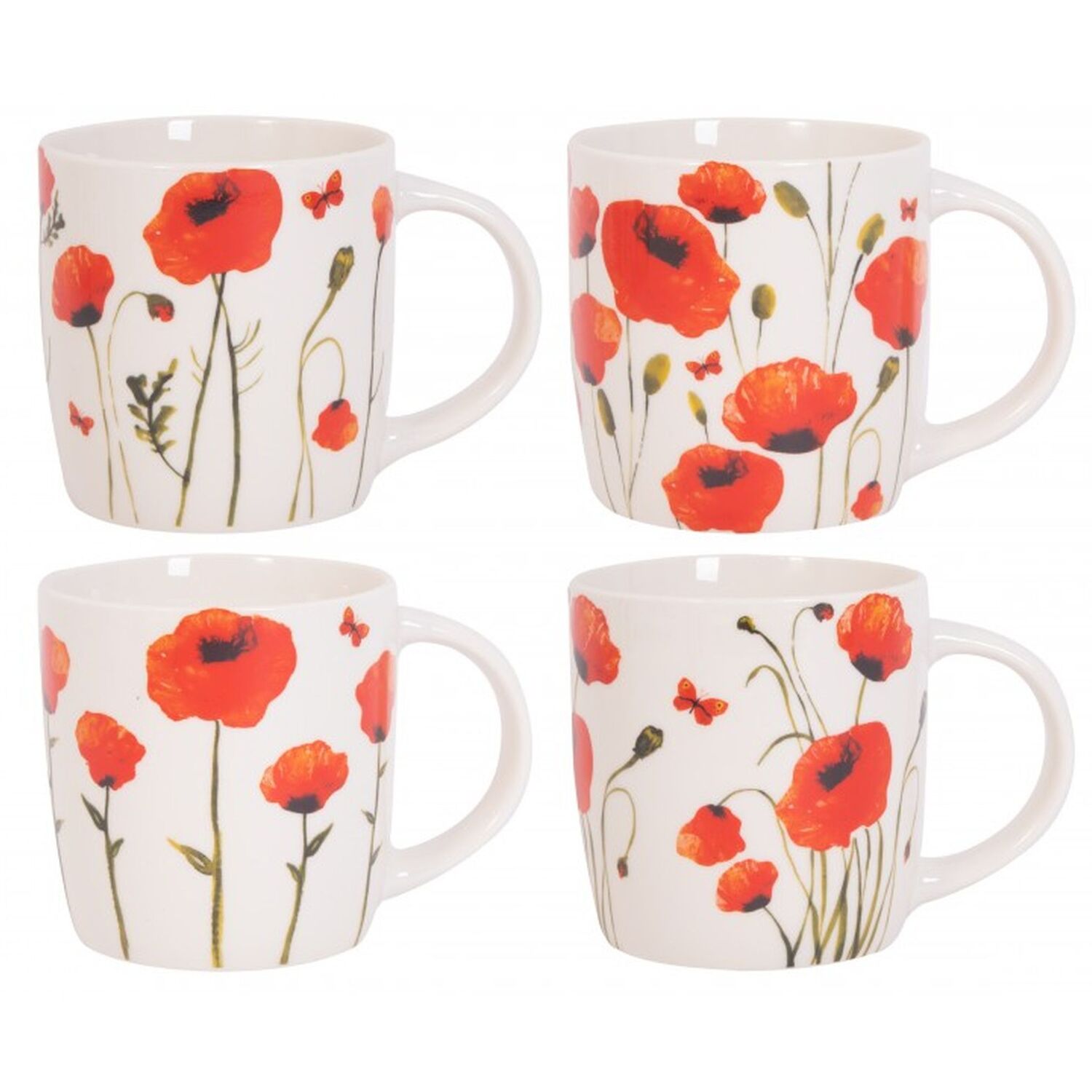 Image of 4 Poppy Mugs - White