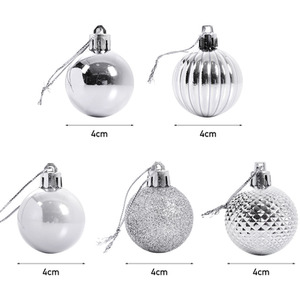 Silver 36 Pieces Glittering Christmas Balls Baubles Hanging Xmas Tree Ornament Decor shot 1833897