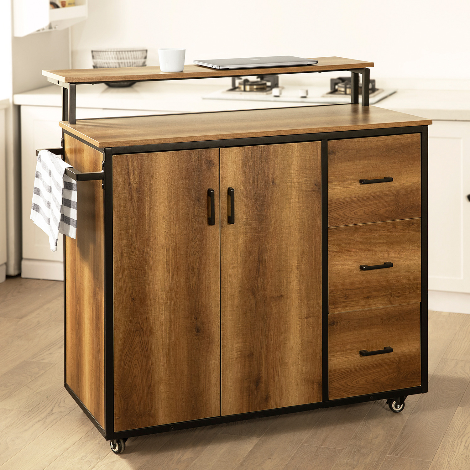 Sobuy Design Bar Cabinet On Wheels - Brown