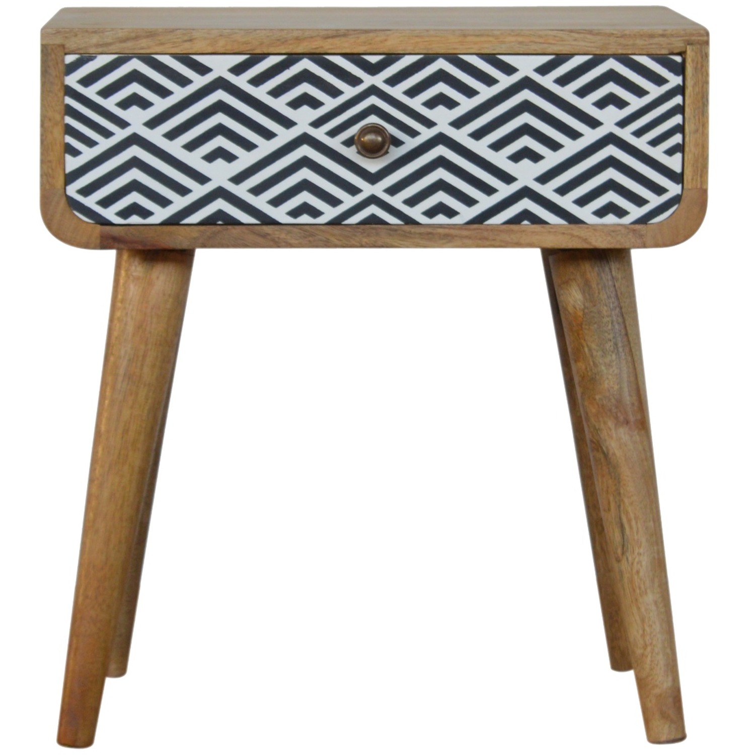 KDMK - Monochrome Print Wood Bedside Table - Black thumbnail