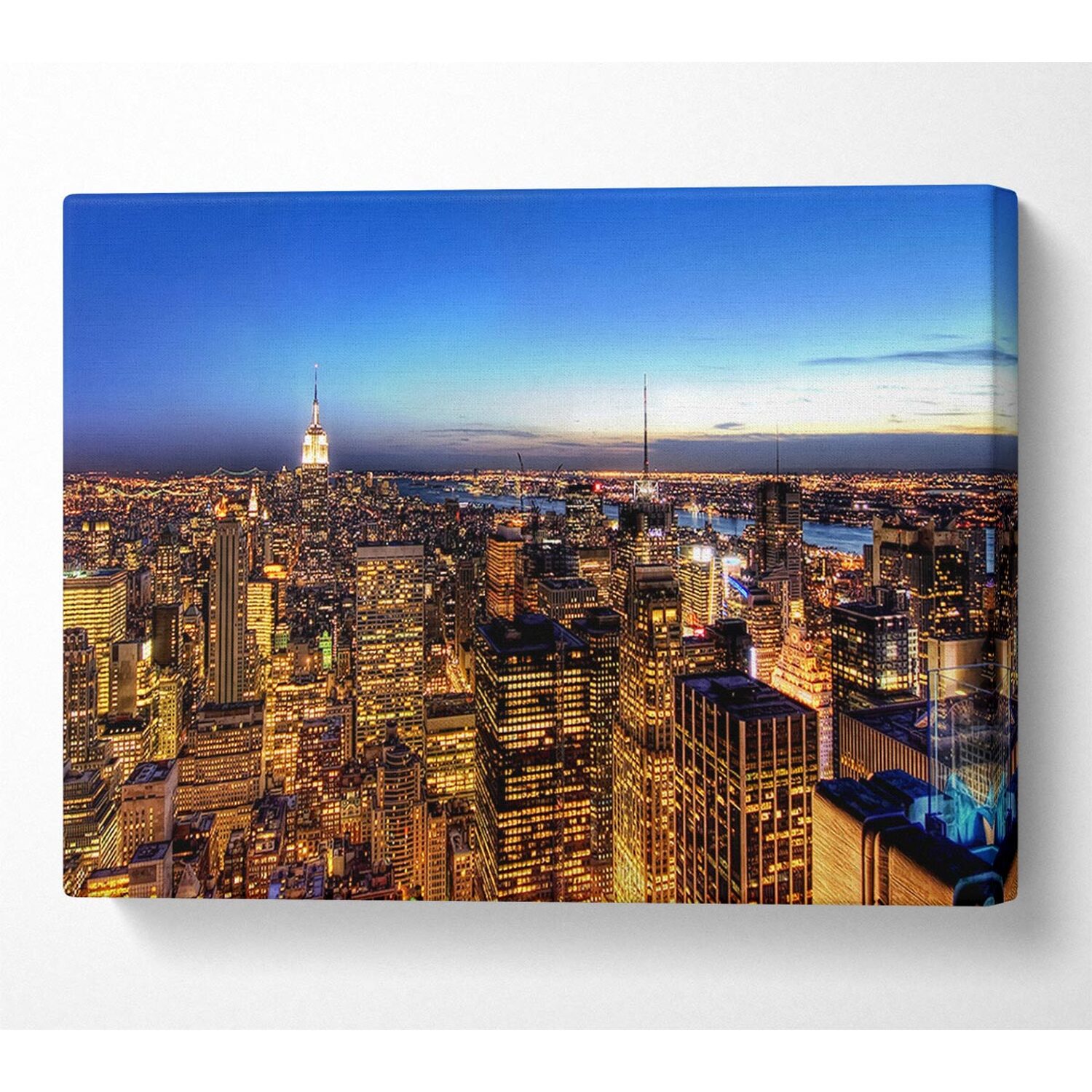 Wallart-Direct - New York At Dusk Canvas Print Wall Art - Yellow / 101.6cm thumbnail