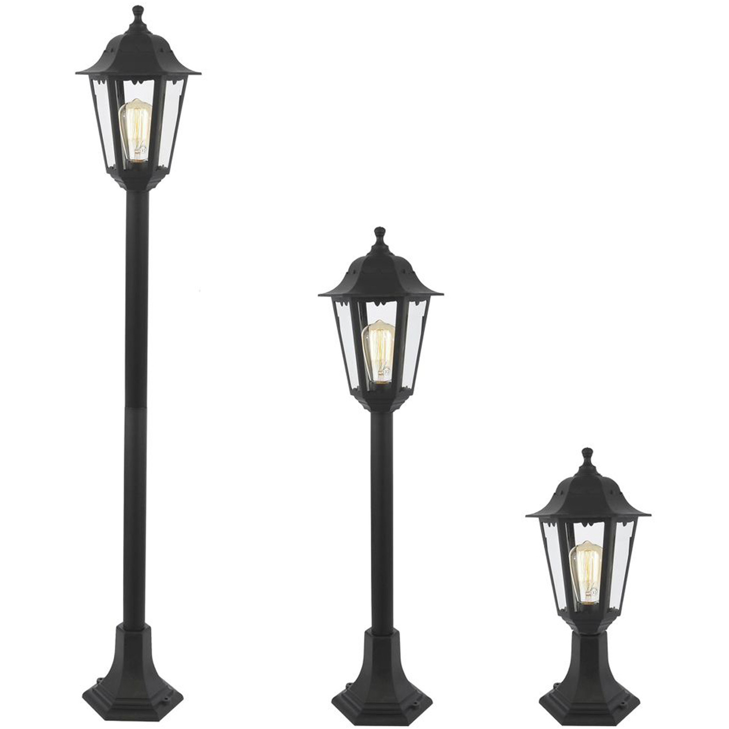 Yasmin Outdoor Traditional Lantern Style Tall Post Light - Black