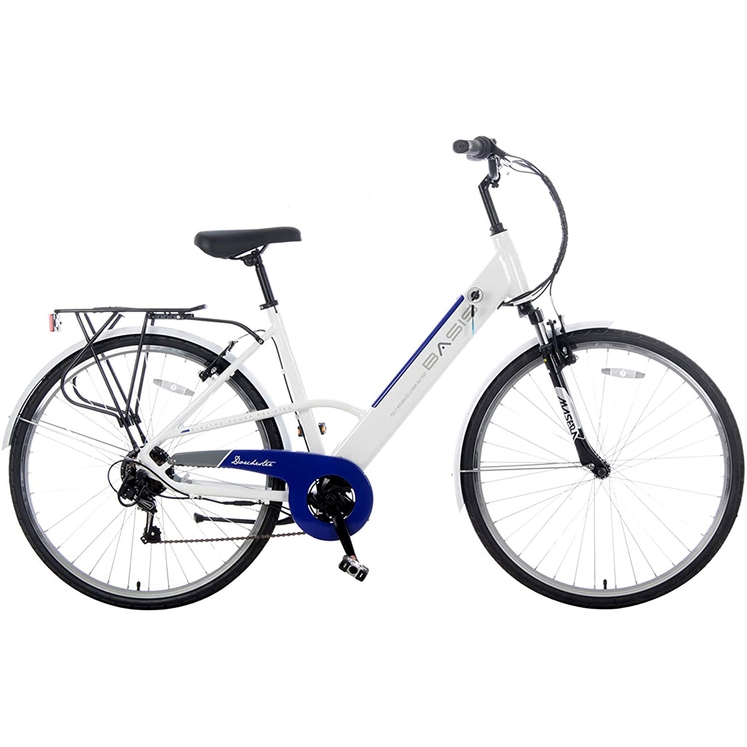 Basis Dorchester Hybrid ST Electric Bike, 700c - White/Blue