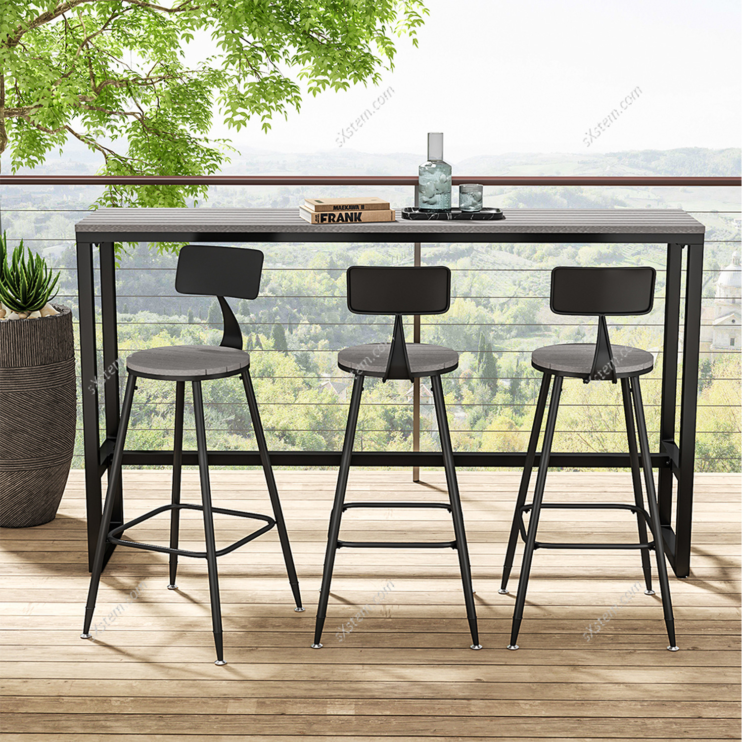 Rectangular High Bar Dining Table - Grey 180cm
