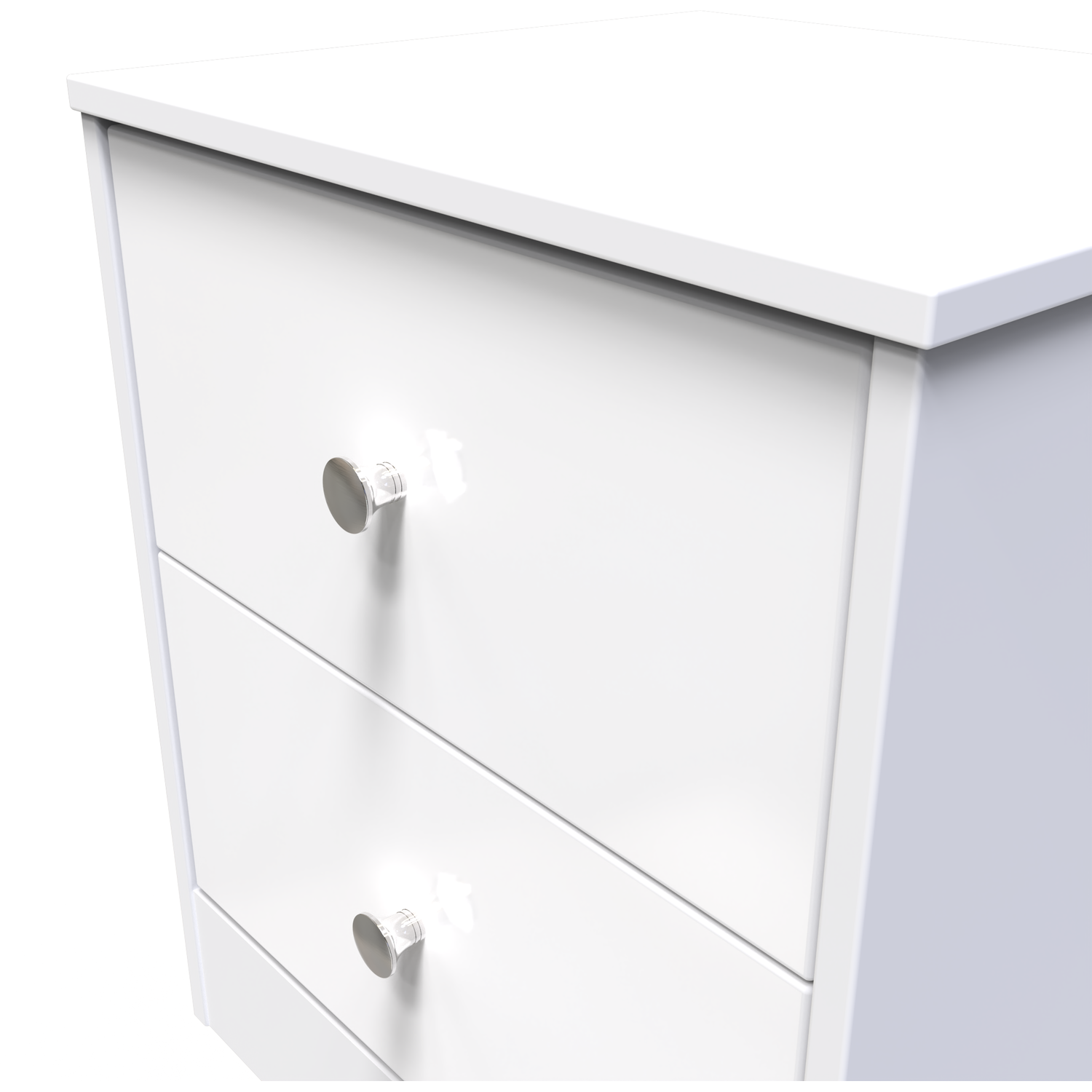 Padstow Ready Assembled 2 Drawer Bedside Cabinet - White Gloss White Matt