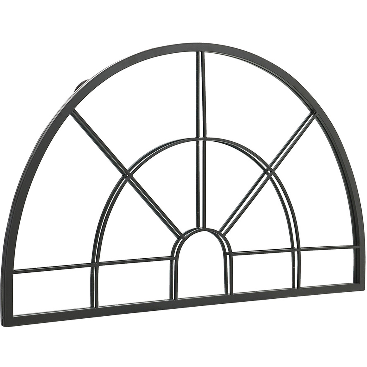 Window Pane Half Circle Wall Mirror - Black