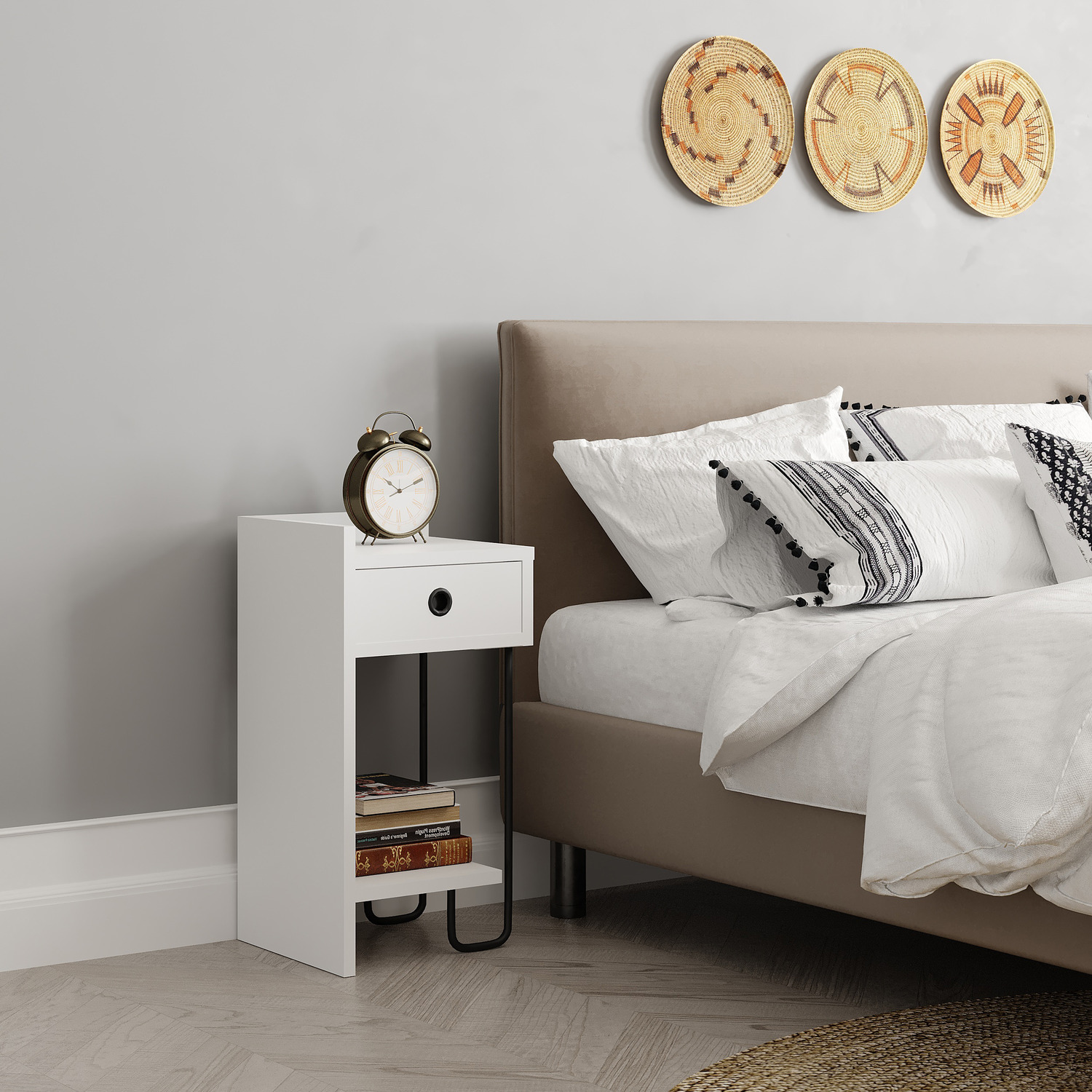 Decortie Sirius Modern Bedside Table Left Module - White