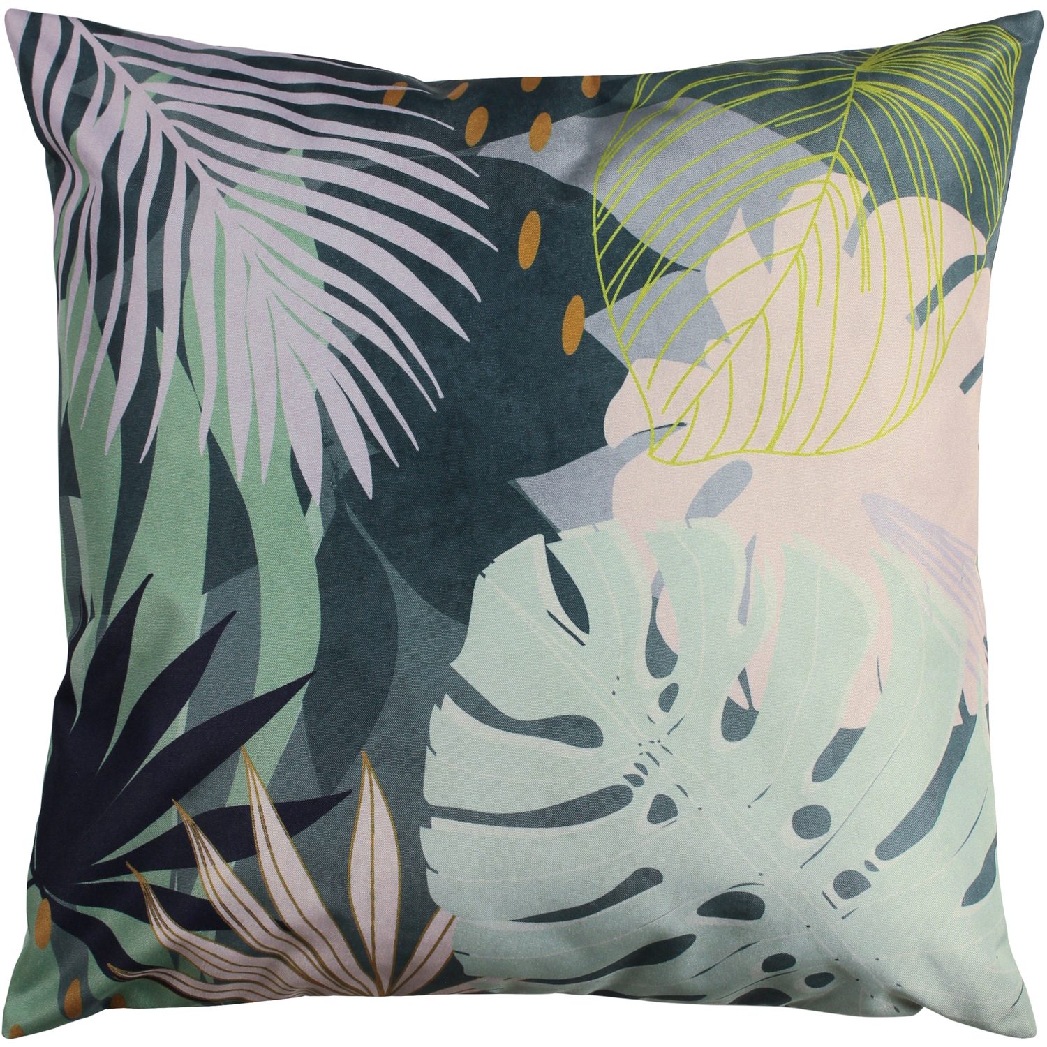 Abstract Palm Leaves Outdoor Cushion Cover - Teal
