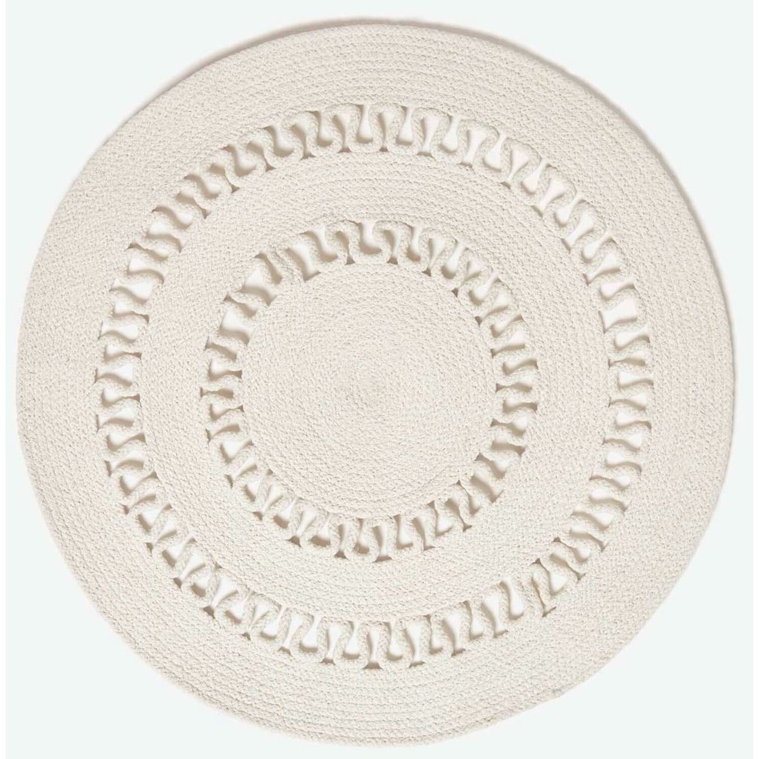 Crochet Braided Round Rug - Natural 90cm