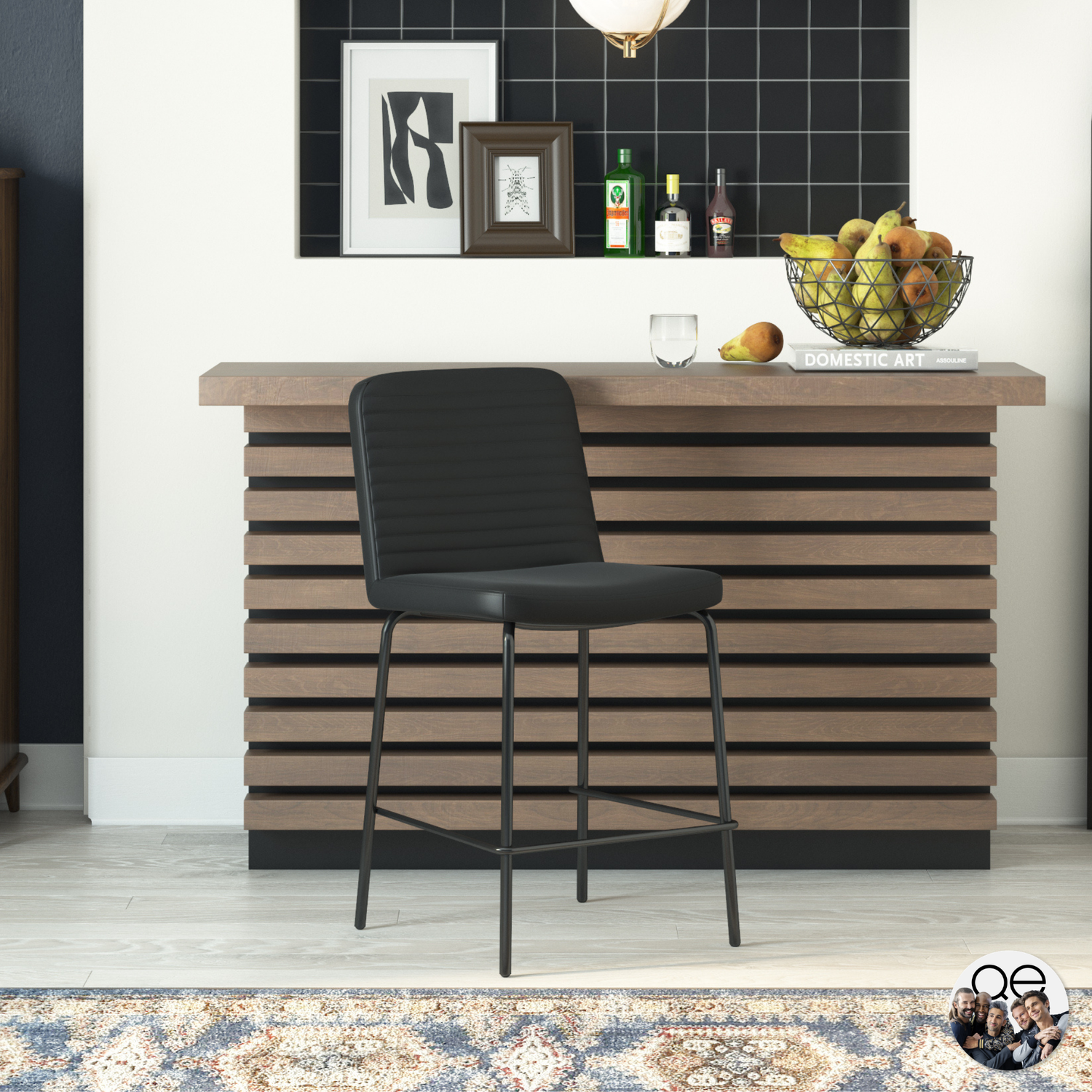 Corey Counter Stool - Black Faux Leather