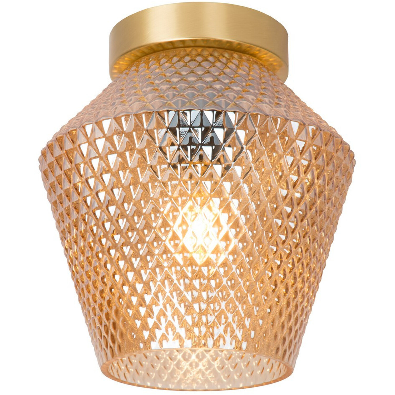 Rosalind Vintage Flush Ceiling Light Amber - Brass thumbnail