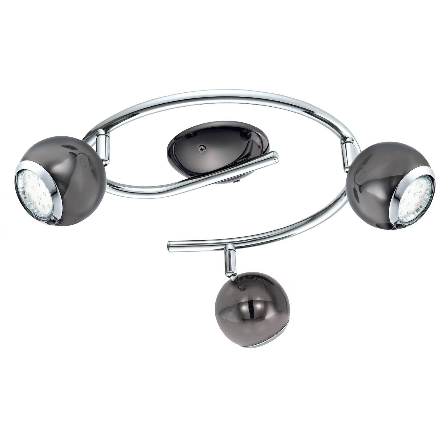 Eglo Bimeda Led Ceiling Light - 3 Spotlight Spiral Design Nickel-nero Chrome - Nickel-nero Chrome