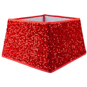Red Sequin Christmas Tree Skirt Folding Square Sparkling Tree Skirt 40cm x 25cm