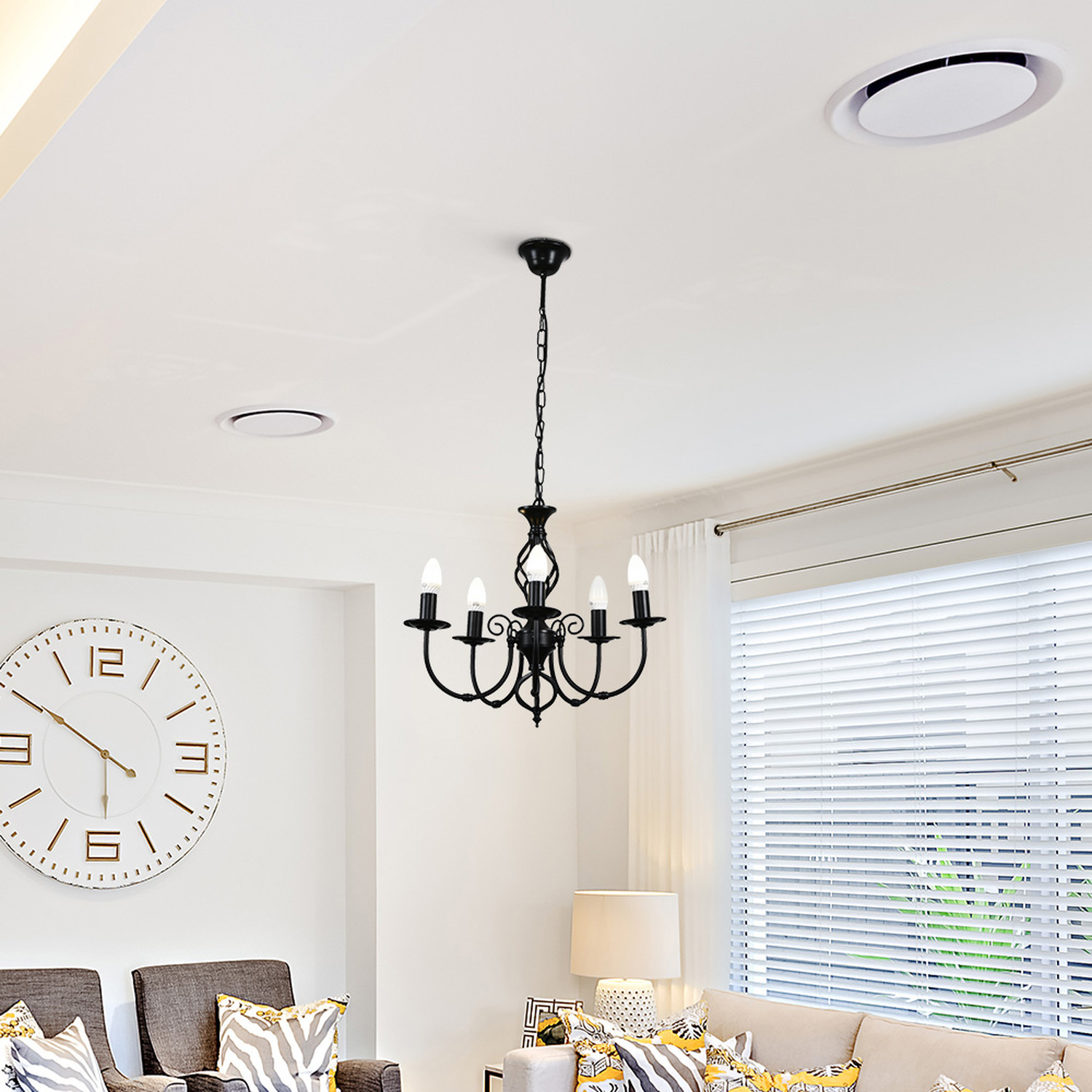 Memphis 5 Way Celling Light Chandelier - Black