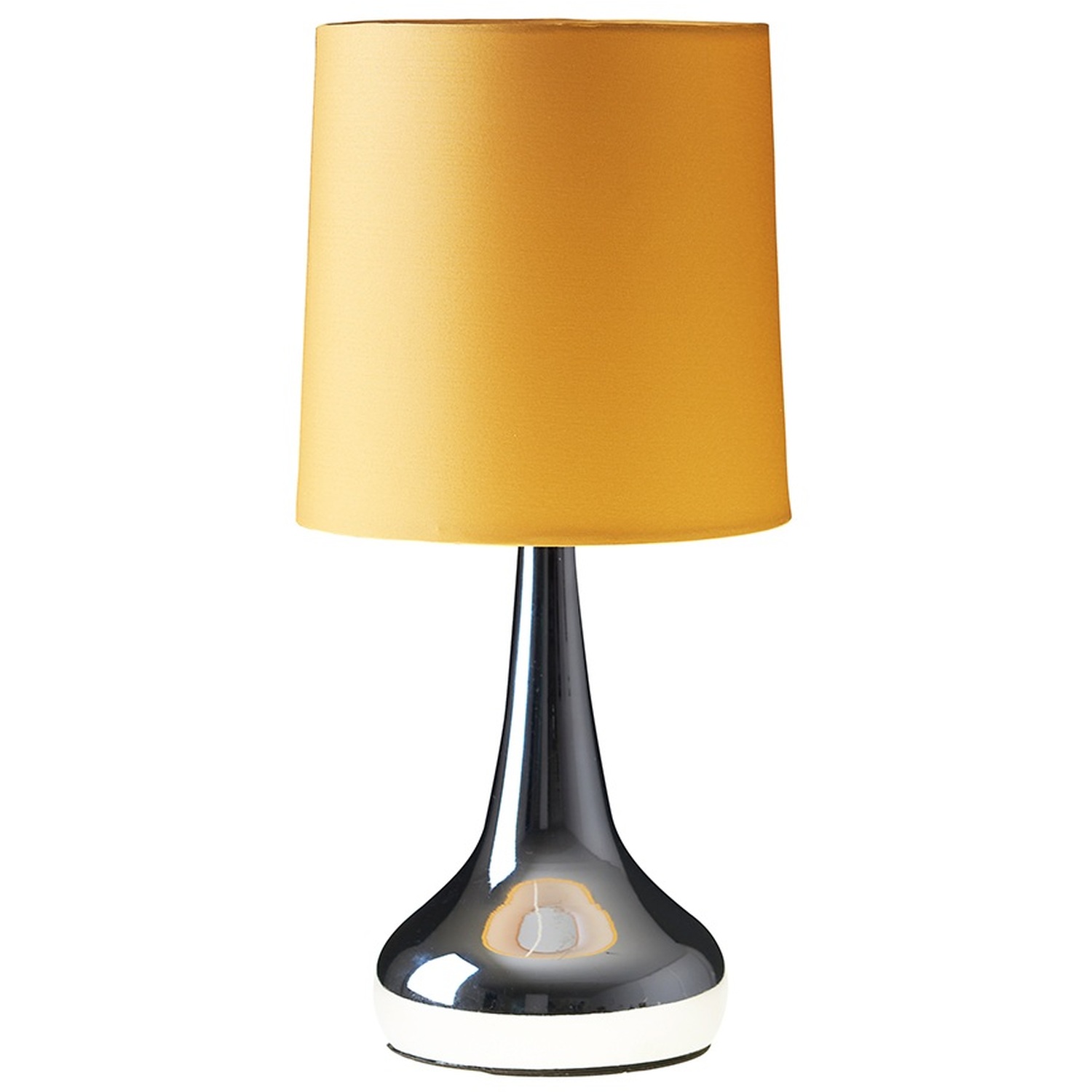 Teardrop Pair of Chrome Touch Table Lamps with Shade - Mustard