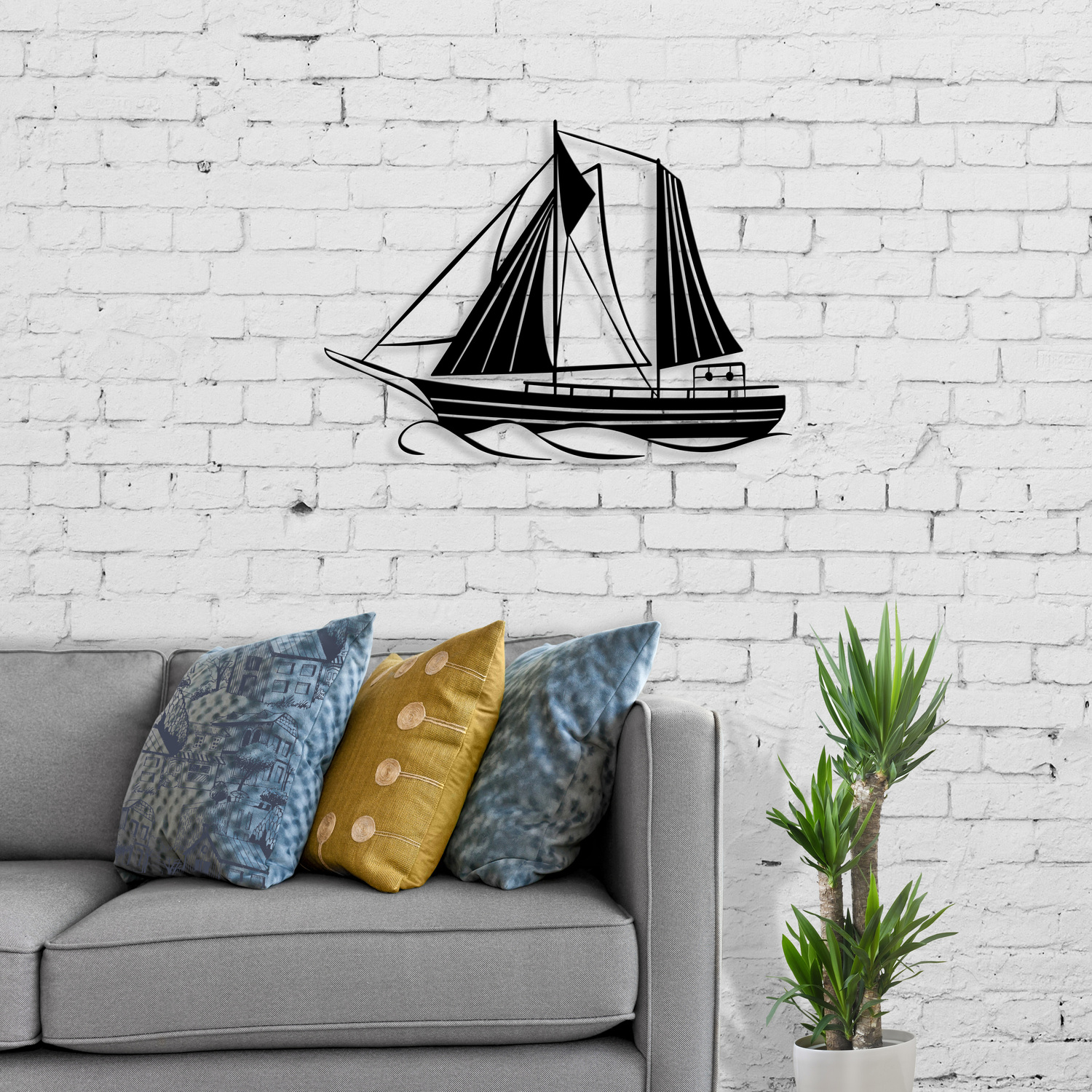 Decortie Sail Wall Art Metal Decorative Object - Black - Black