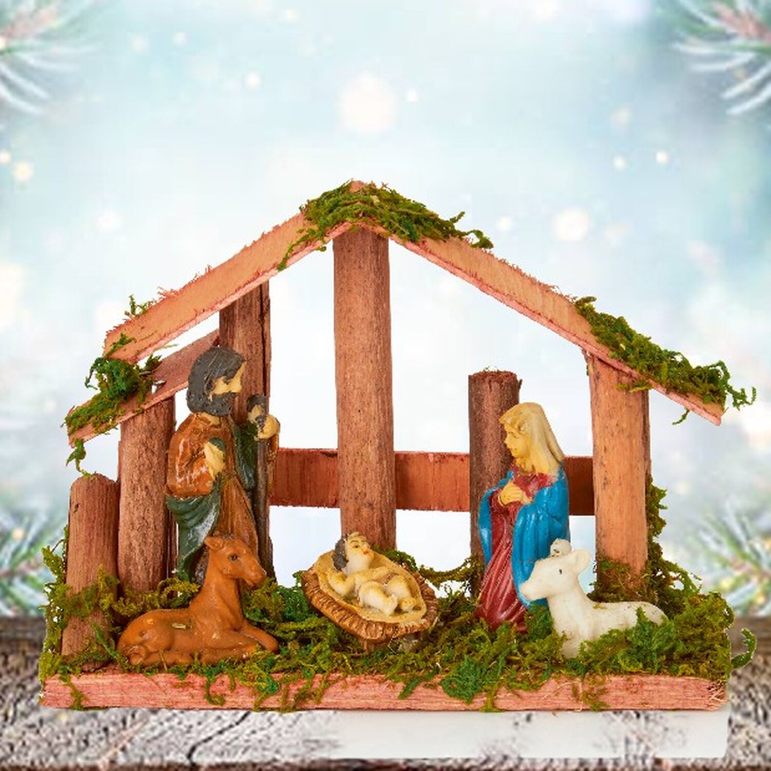 Mini Christmas Nativity Scene 6 Piece Ornament Mantlepiece Decoration 15cm