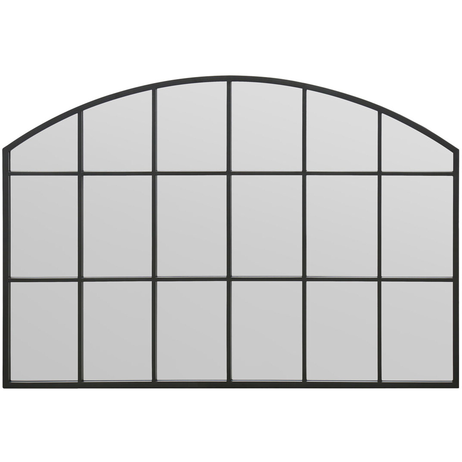 Arcus Overmantle Window Framed Arched Wall Mirror - Black 110cm