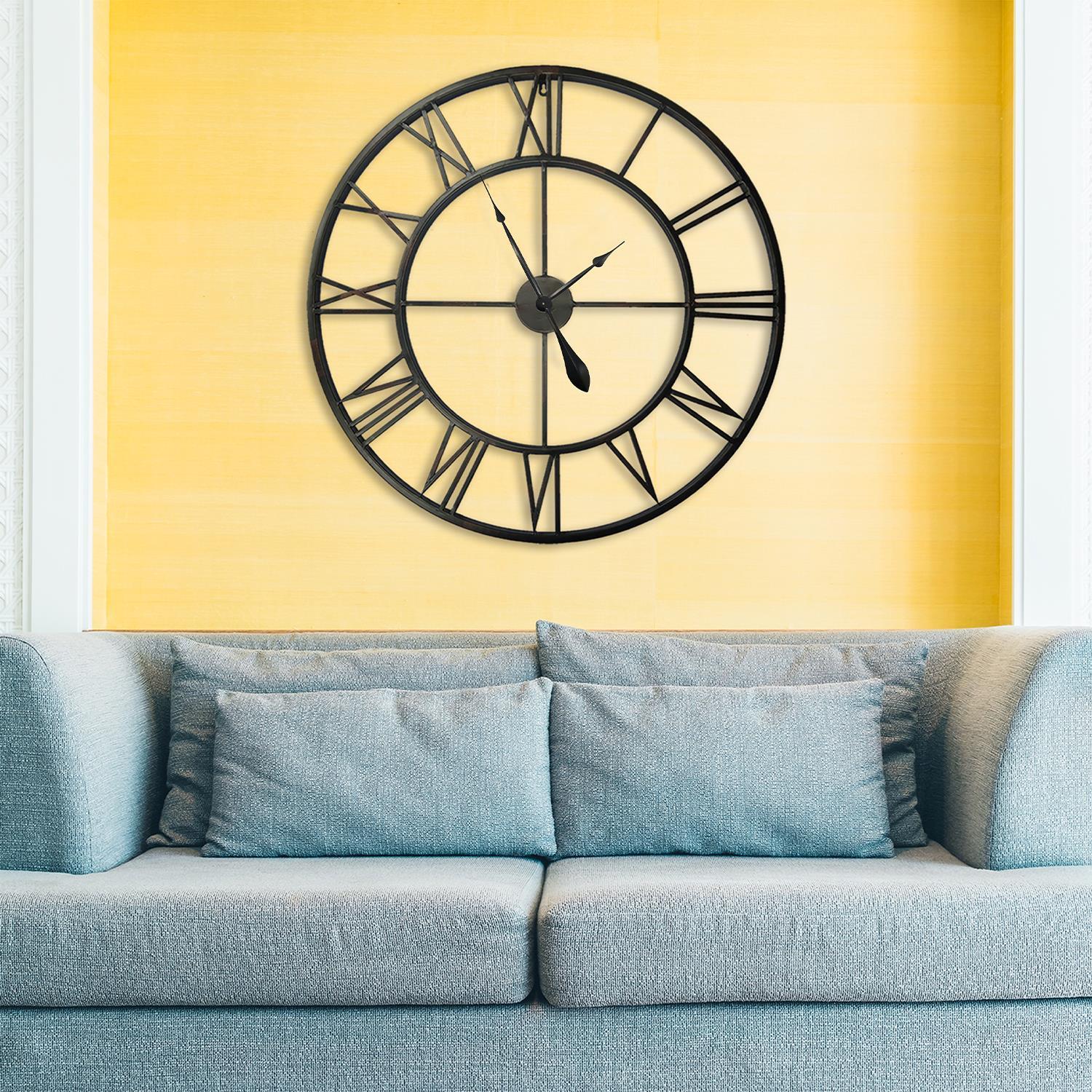 Large Metal Oversized Roman Numerals Wall Clock