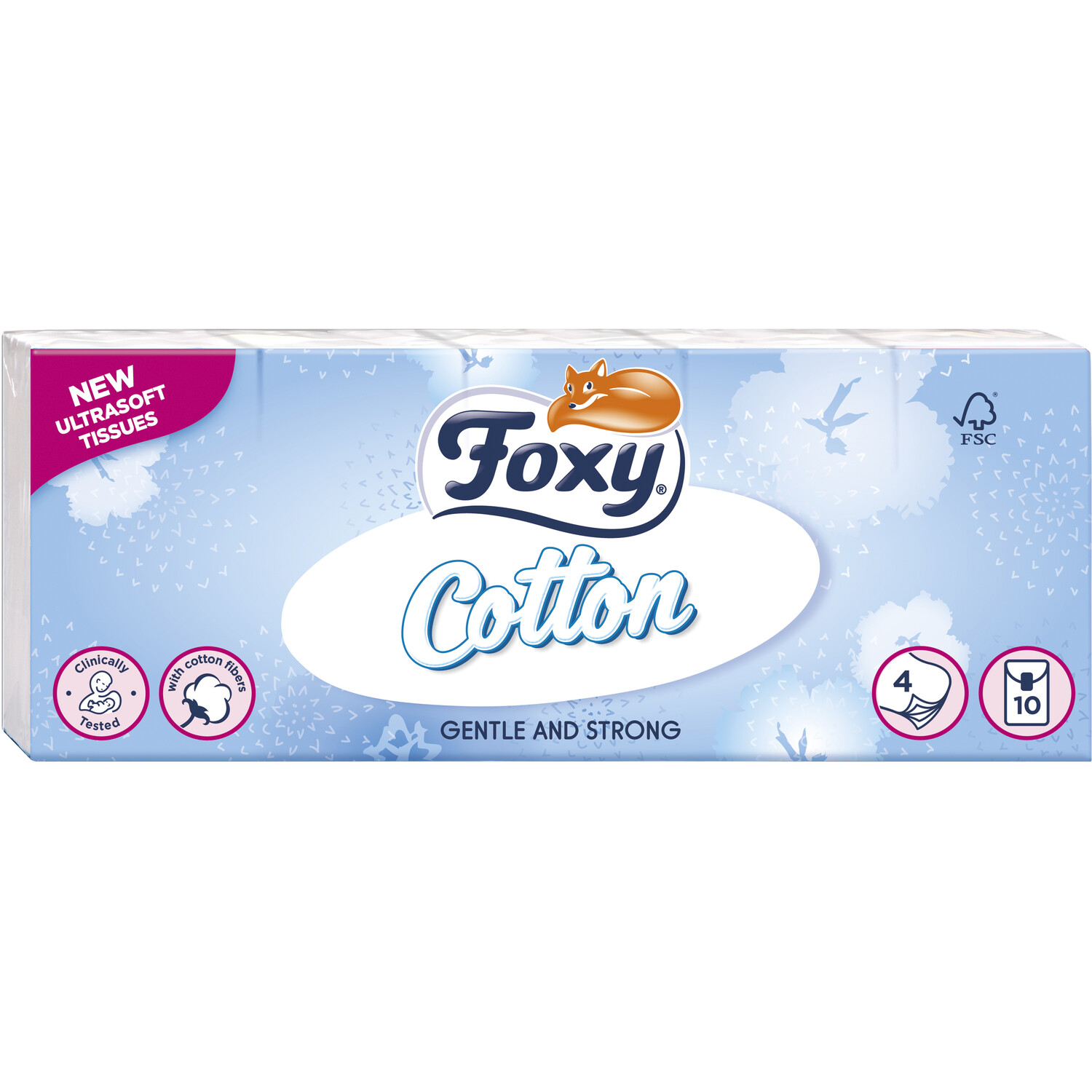 Foxy Pack Of 10 Cotton Pocket Tissues - White