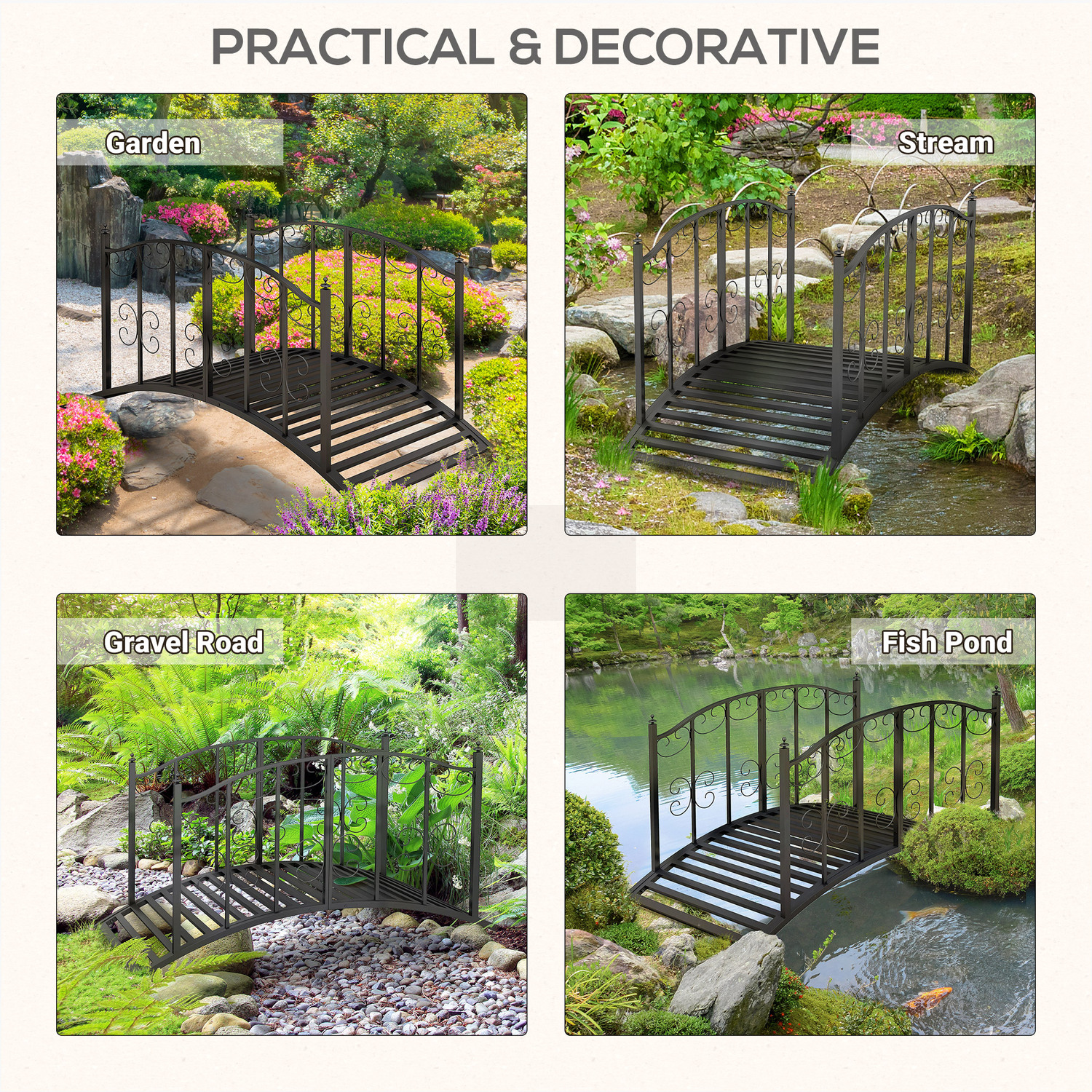 Metal Garden Bridge Zaer Ltd. Paris-1968 - Aged Bronze Outdoor ...