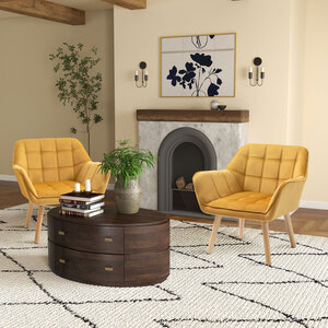 HOMCOM Set of 2 Armchair with Wood Legs