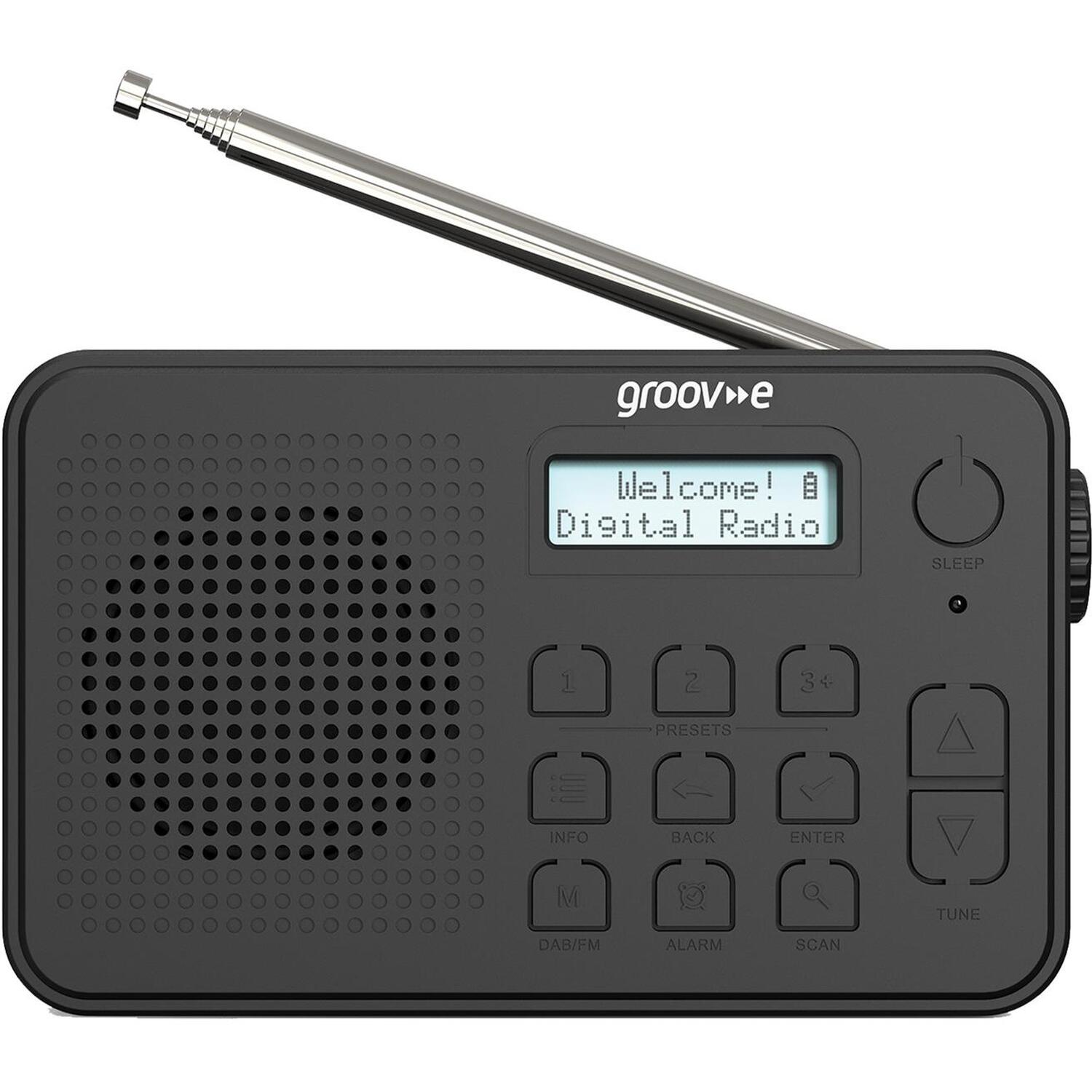 Groov-E Madrid Rechargeable Damrm Radio With Bluetooth - Black