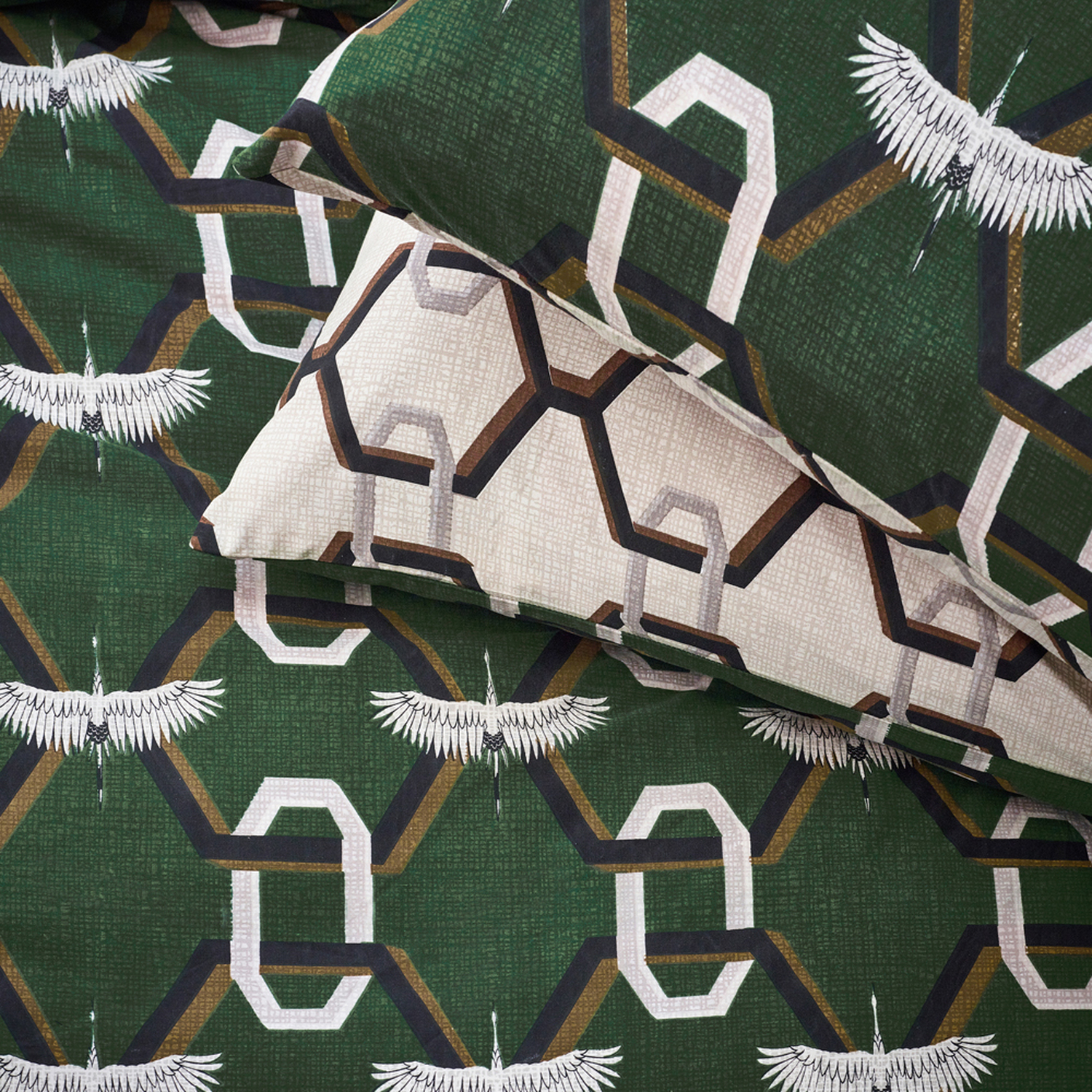 Avalon Geometric Duvet Cover Set - Green Single
