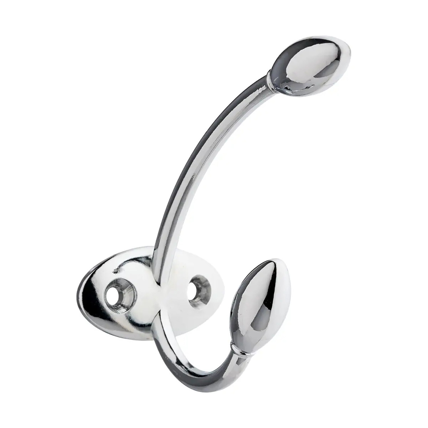Decohooks Rosebud Double Hat And Coat Hook - Polished Chrome