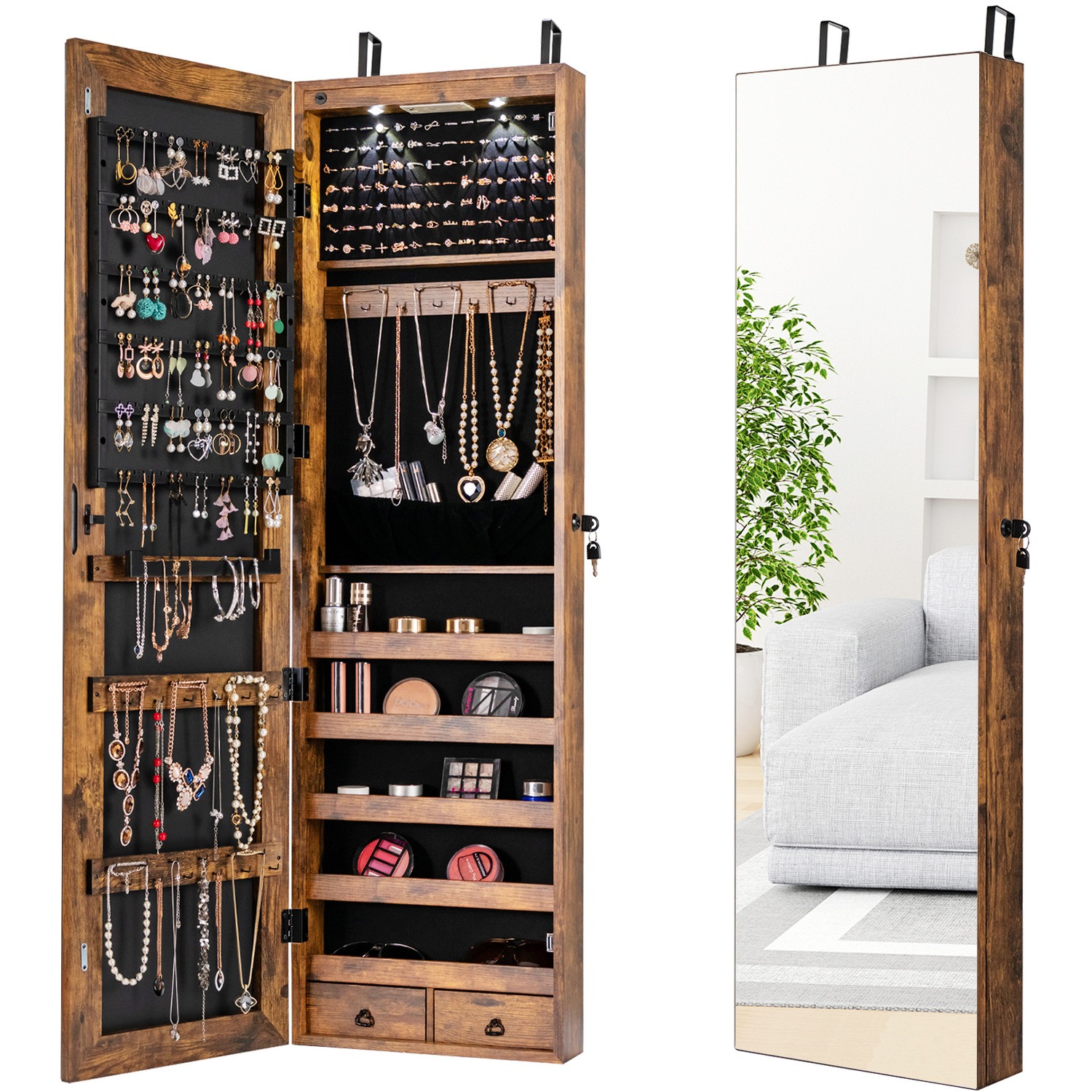 Mirror Jewelry Armoire Over Door Jewelry Organizer