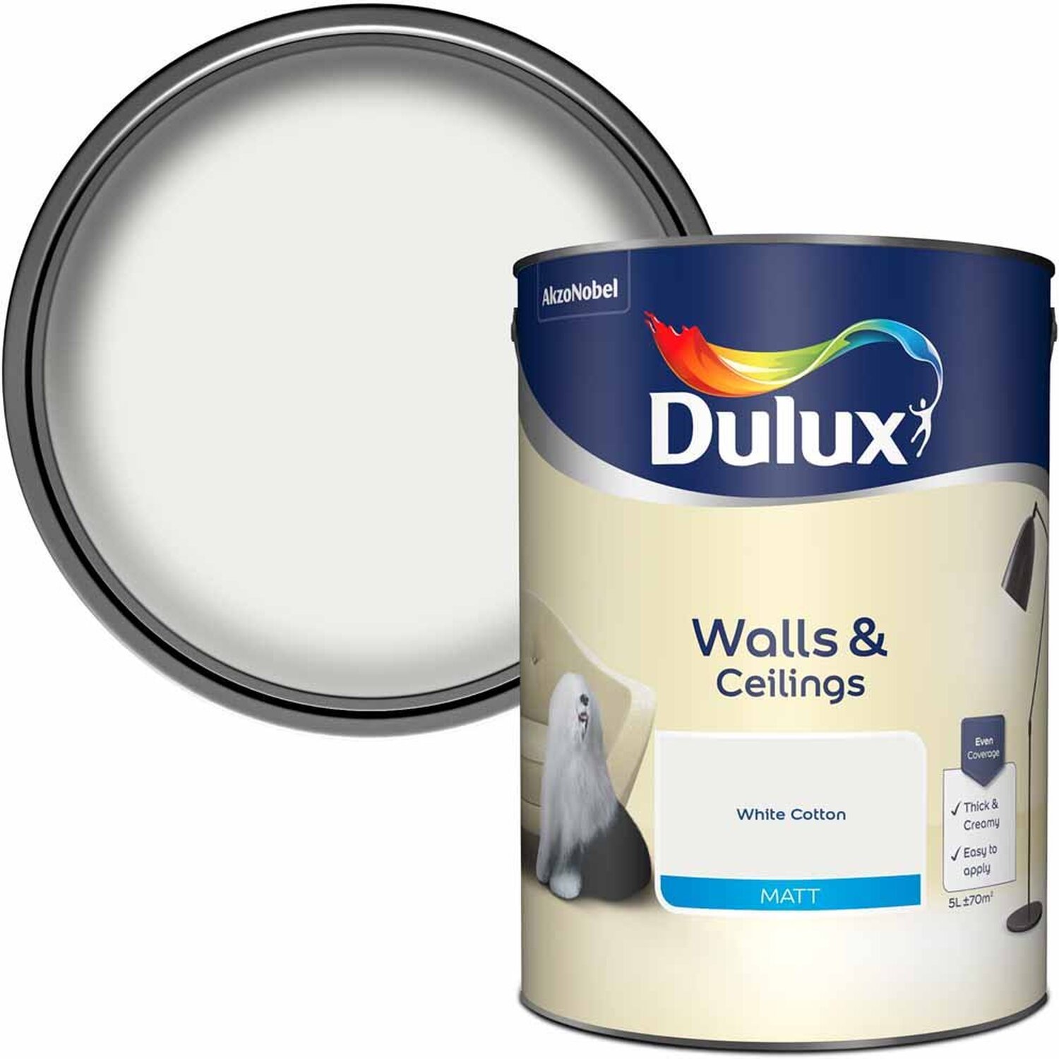 Dulux Walls And Ceilings Matt Paint - White Cotton