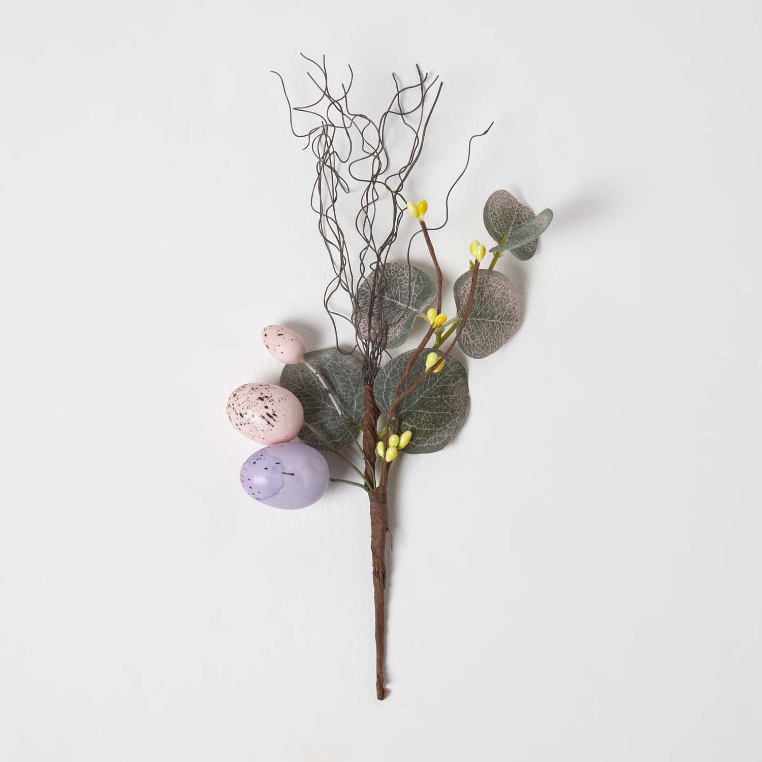 Homescapes Spring Easter Egg and Eucalyptus Pick - Lilac Pink