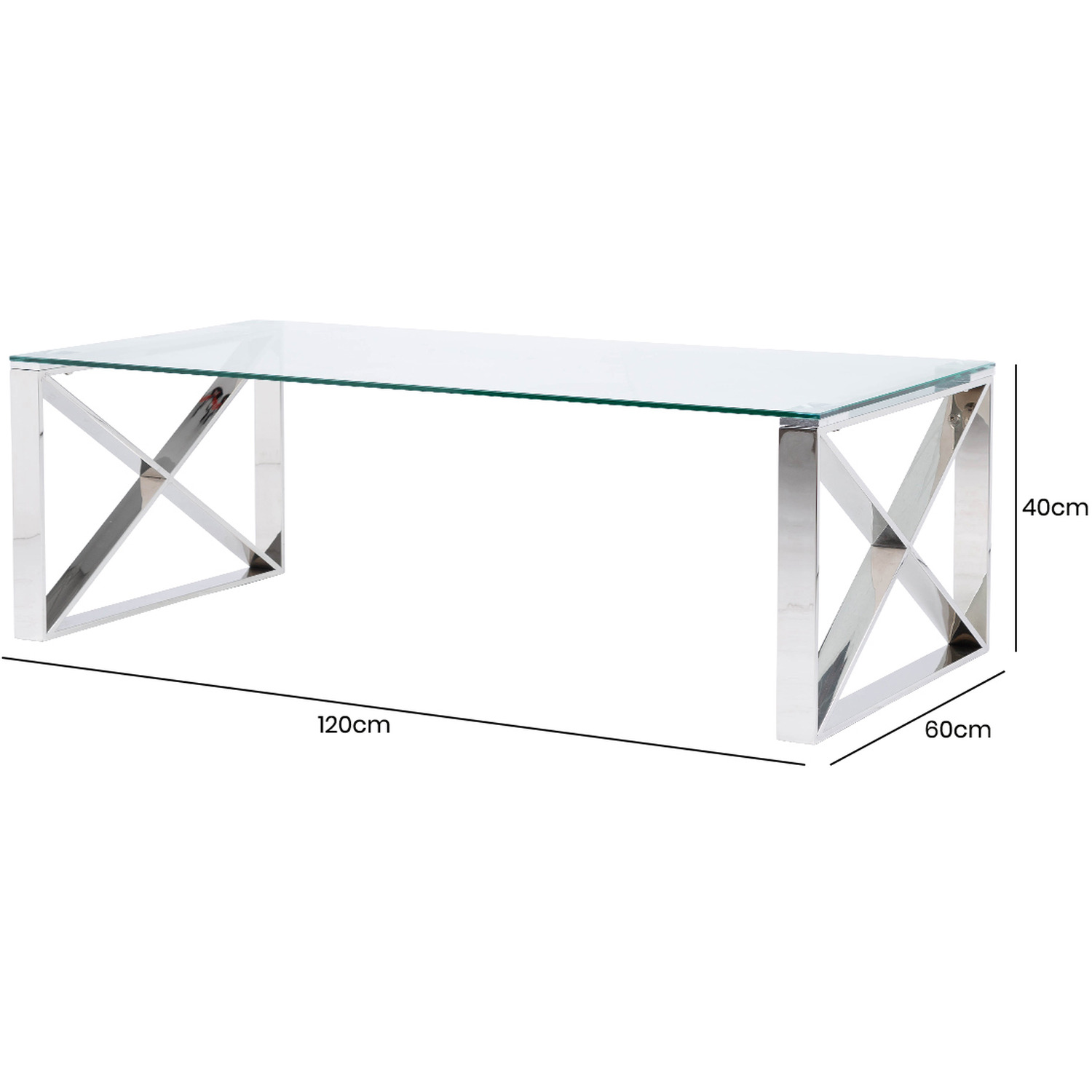 Modern Metal Coffee Table With Glass Top - Chrome