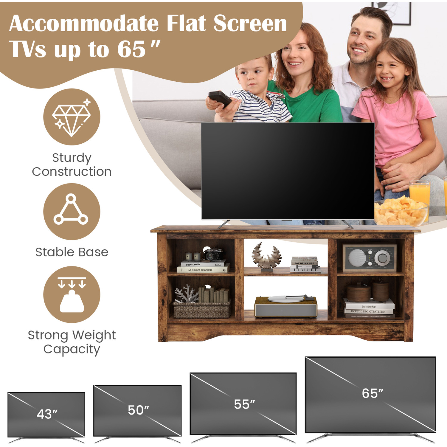 Tv Console Table Tv Stand - Brown