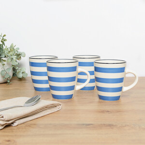 Pack of 4 Blue Handpainted Spinwash Mug Set