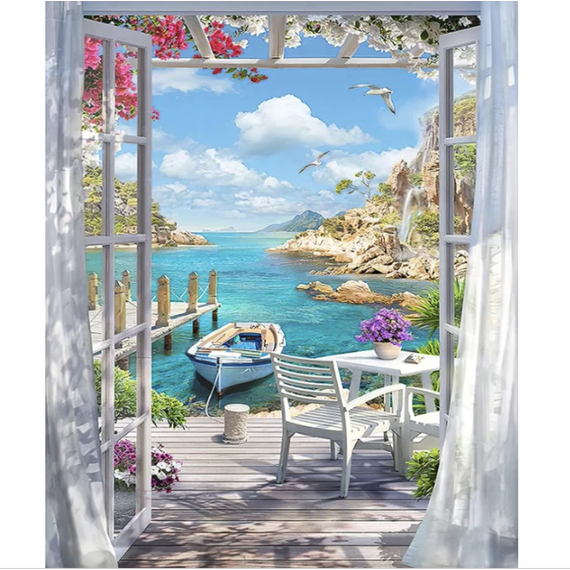 Boat Dock Landscape Diamond Painting Kit