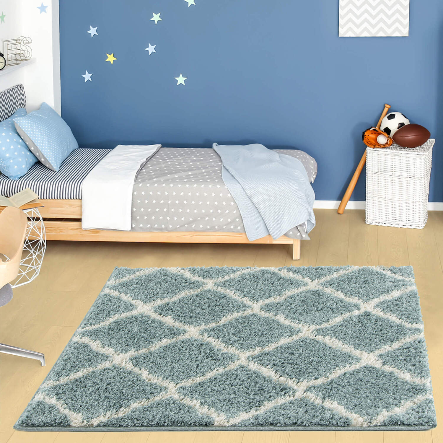 Myshaggy Moroccan Design Rug - Duck Egg Blue / 120cm Square