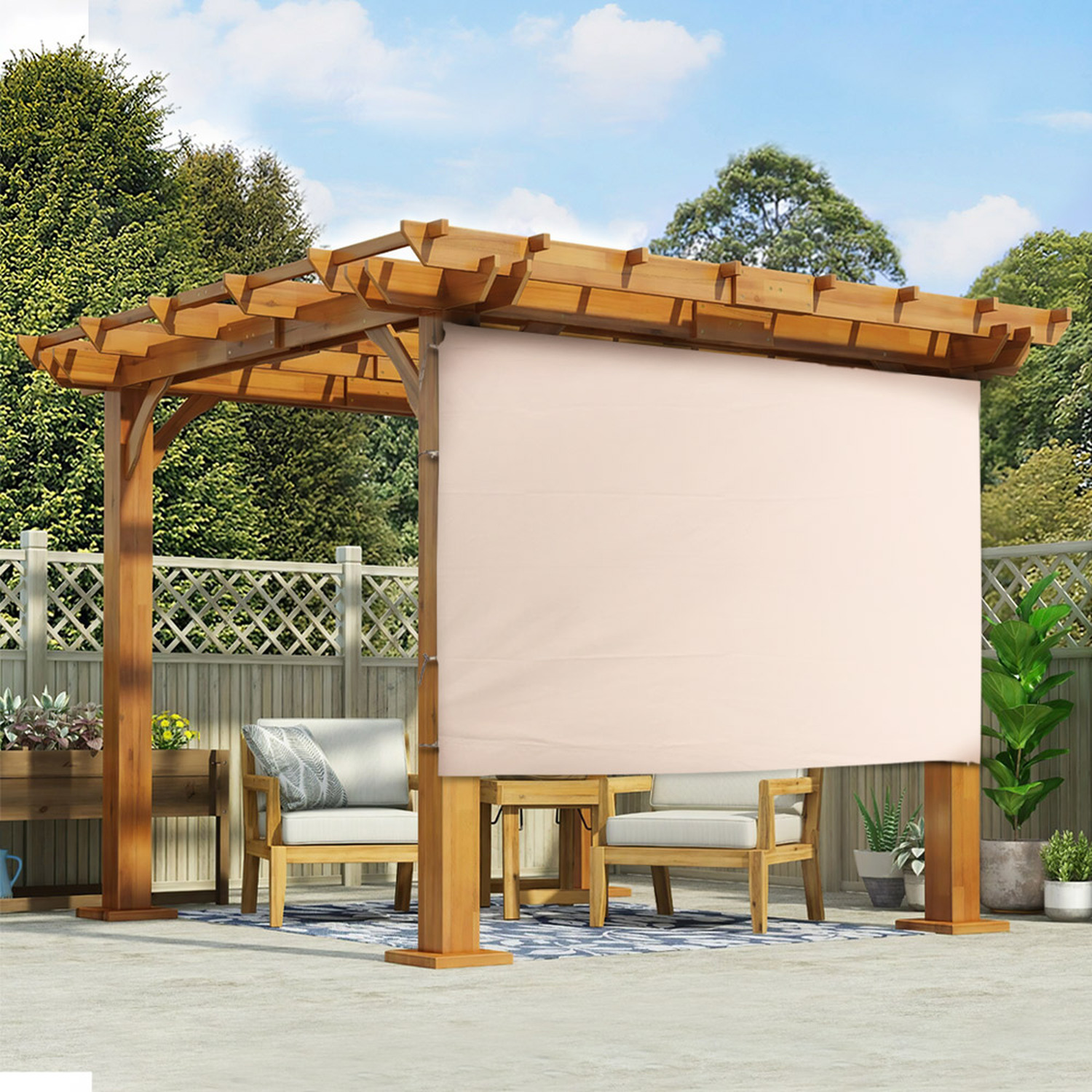 Image of Outdoor Waterproof Side Awning - Beige