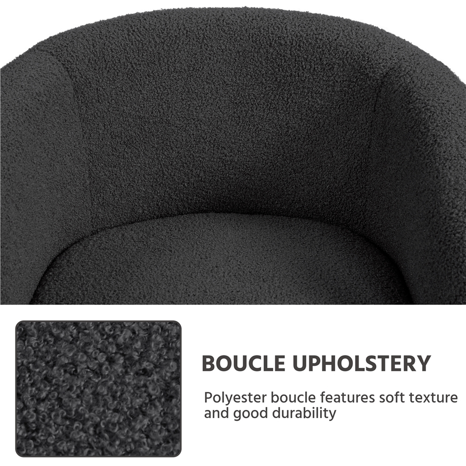 Boucle Fabric Upholstered Arm Chair - Red
