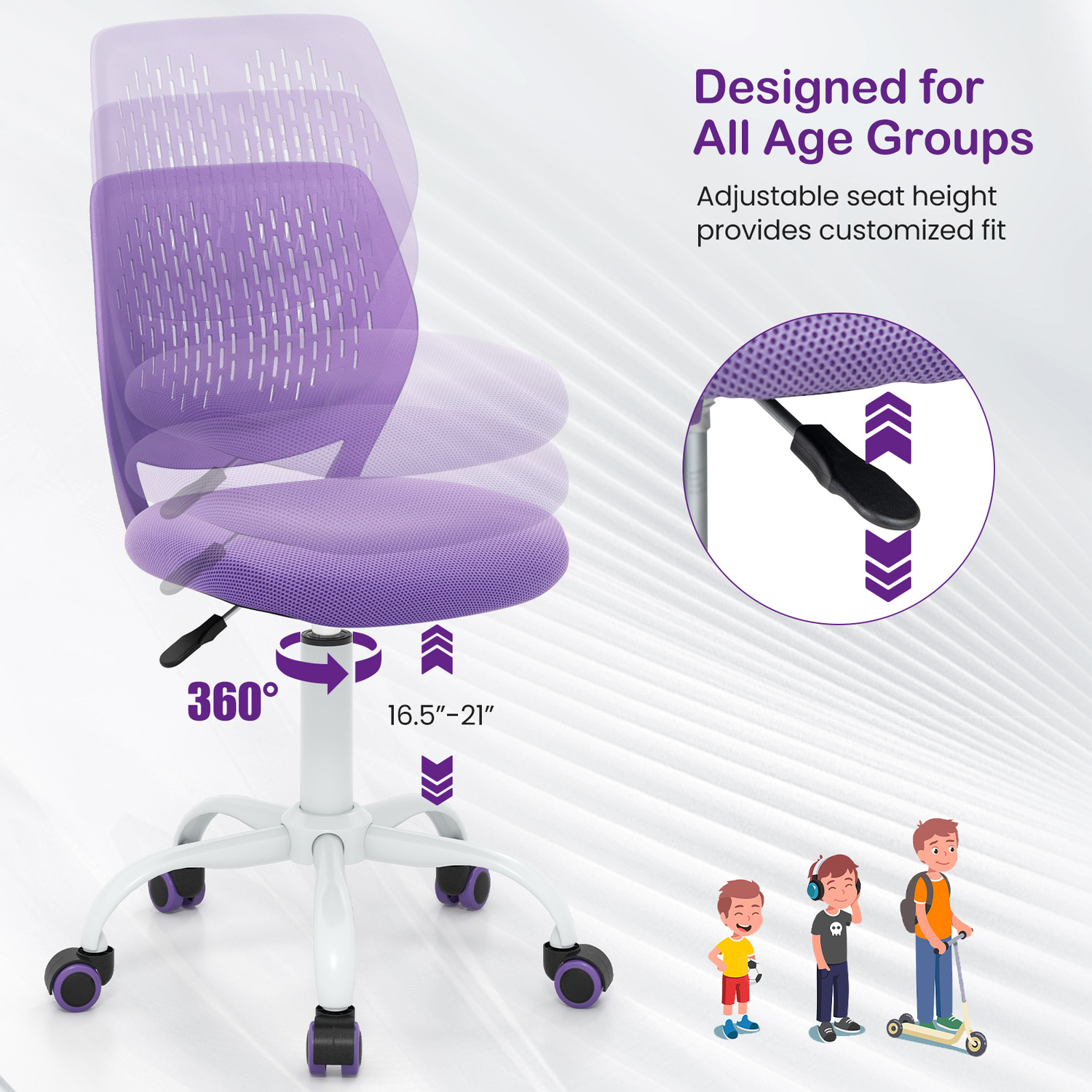 Kids Desk Chair Children Study Chair - Purple