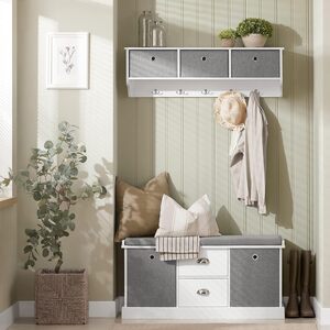 SoBuy 2 Drawers Hallway Bedroom Storage Shoe Bench with Seat Cushion